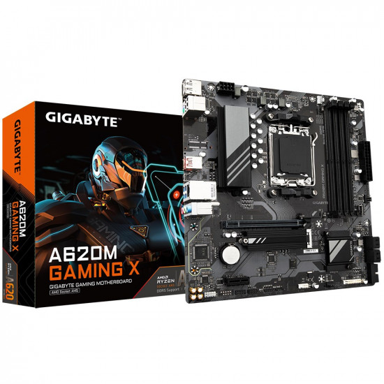 GIGABYTE A620M GAMING X Motherboard - Supports AMD Ryzen 8000 CPUs, 8+2+1 Phases Digital VRM, up to 8000MHz DDR5 (OC), 1xPCIe 4.0 M.2, GbE LAN, USB 3.2 Gen 2