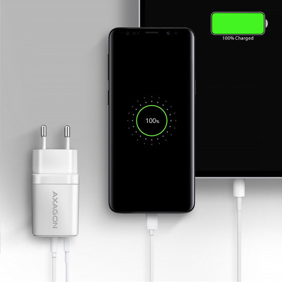 Axagon ACU-PQ30W Ladegerät QC3.0.4.0/AFC/FCP/PPS/Apple+ PD USB-C 30W - weiß - USB Typ C Mobile phone, Smartphone, Smartwatch, Tablet, Universal White AC Fast charging Indoor