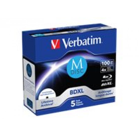 VERBATIM 43834 BluRay M-DISC BD-R Verbatim jewel case 5 100GB 4x Inkjet Printable