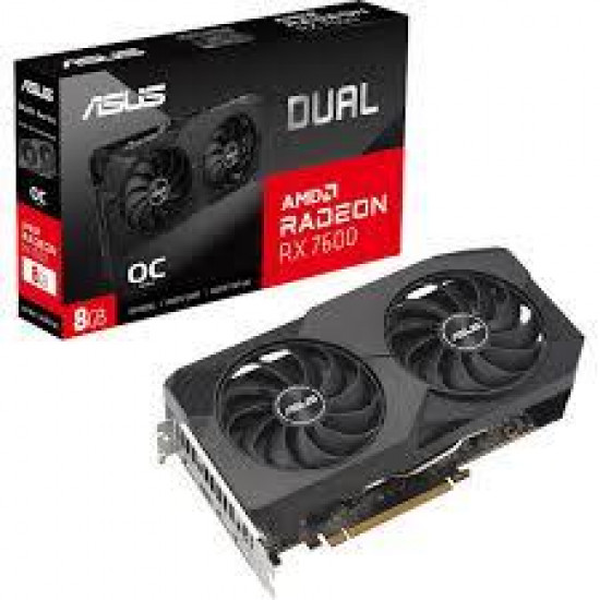 Graphics Card|ASUS|AMD Radeon RX 7600|8 GB|GDDR6|128 bit|PCIE 4.0 8x|Two and Half Slot Fansink|1xHDMI|3xDisplayPort|DUAL-RX7600-O8G-EVO