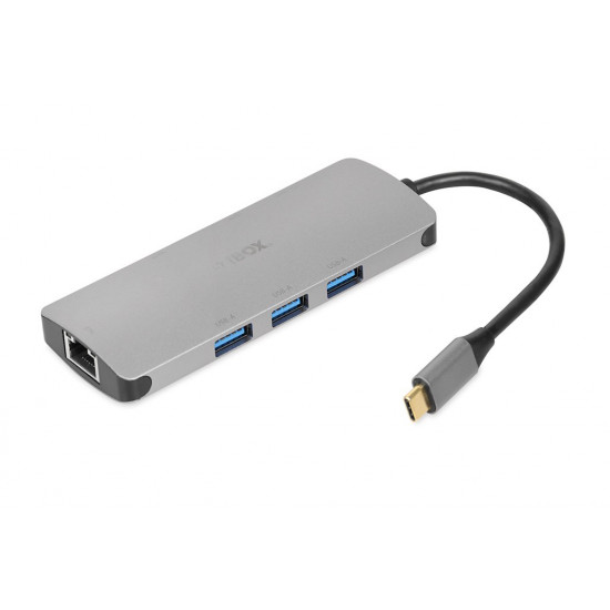 iBox IUH3RJ4K interface hub USB Type-C 5000 Mbit/s Silver