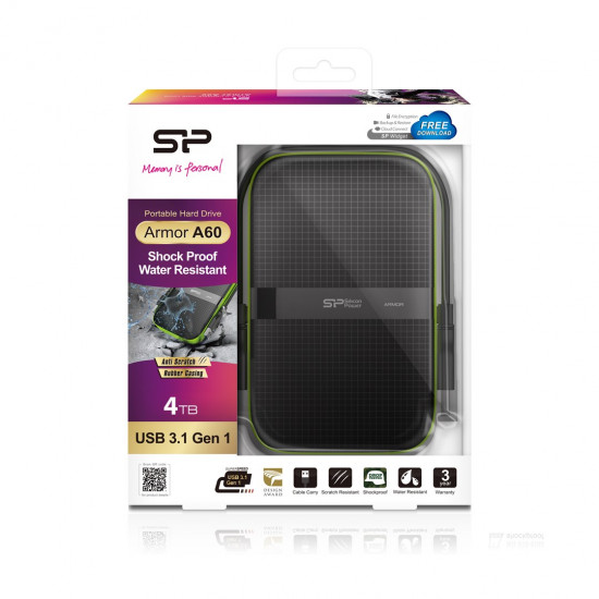 Silicon Power Armor A60 external hard drive 4000 GB Black,Green