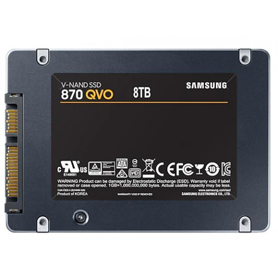 SSD|SAMSUNG|870 QVO|8TB|SATA 3.0|Write speed 530 MBytes/sec|Read speed 560 MBytes/sec|2,5|TBW 2880 TB|MTBF 1500000 hours|MZ-77Q8T0BW