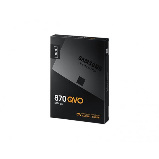 SSD|SAMSUNG|870 QVO|8TB|SATA 3.0|Write speed 530 MBytes/sec|Read speed 560 MBytes/sec|2,5|TBW 2880 TB|MTBF 1500000 hours|MZ-77Q8T0BW