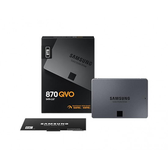 SSD|SAMSUNG|870 QVO|8TB|SATA 3.0|Write speed 530 MBytes/sec|Read speed 560 MBytes/sec|2,5|TBW 2880 TB|MTBF 1500000 hours|MZ-77Q8T0BW