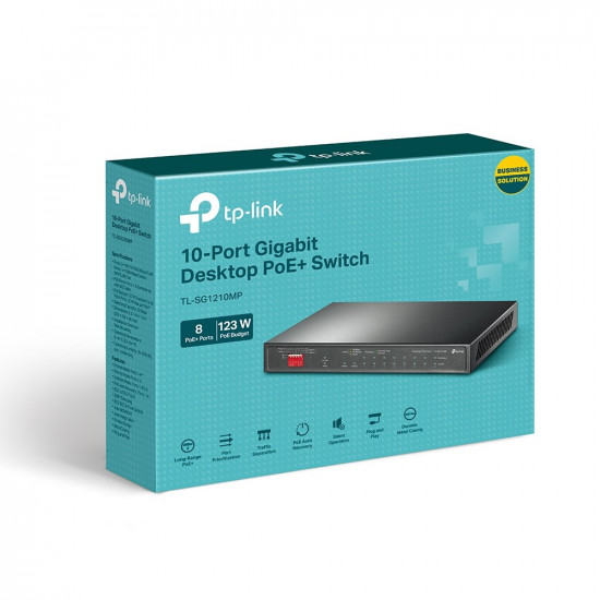 TP-Link TL-SG1210MP network switch Unmanaged Gigabit Ethernet (10/100/1000) Power over Ethernet (PoE) Black