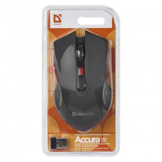 MOUSE DEFENDER ACCURA MM-275 RF BLACK & RED OPTICAL 1600DPI 6P