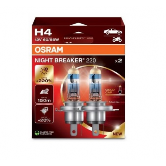 OSRAM NIGHT BREAKER 220 H4 CAR HALOGEN BULB 2 pc(s)