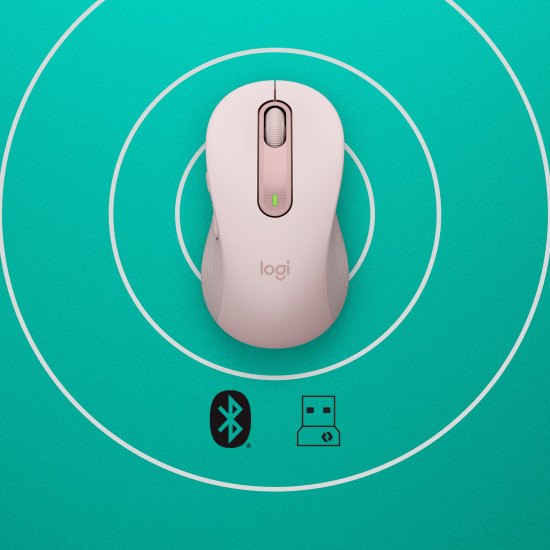 Logitech Signature M650 Mouse optical 5 buttons wireless Bluetooth 2.4 GHz Bolt USB receiver rose