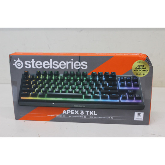 SALE OUT. SteelSeries Apex 3 Gaming Keyboard, TKL, US Layout, Wired, Black | SteelSeries | Gaming Keyboard | Black | Gaming keyboard | Wired | US | DAMAGED PACKAGING | Whisper-Quiet Switches