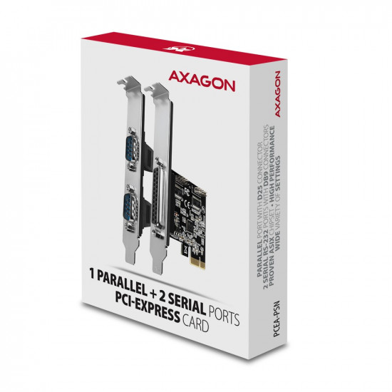 Axagon PCEA-PSN PCIe-Adapter mit 1x Parallel-+ 2x Seriell-Ports - ASIX AX99100 interface cards/adapter Internal Parallel, RS-232