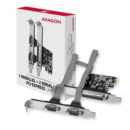 Axagon PCEA-PSN PCIe-Adapter mit 1x Parallel-+ 2x Seriell-Ports - ASIX AX99100 interface cards/adapter Internal Parallel, RS-232