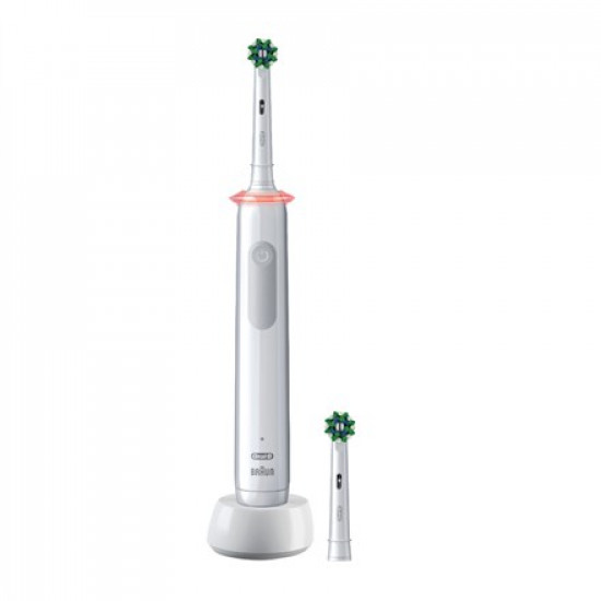 Electric Toothbrush Oral-B Pro 3 3000 Cross Action Battery Operated For Adults Number of Brush Heads in Set: 2 Number of Brushing Modes: 3 White