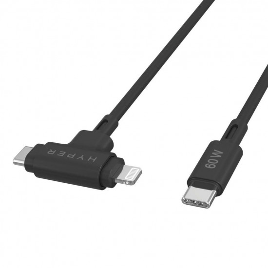 HYPER HyperJuice USB cable USB 2.0 1.5 m USB C USB C/Lightning Black