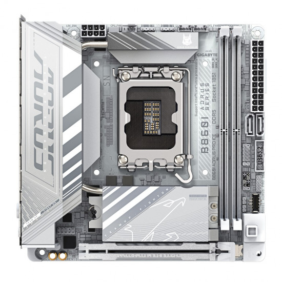 GIGABYTE B860I AORUS PRO ICE Motherboard - Intel Core Ultra Series CPUs, 8+1+2+1 Phases VRM, up to 9200MHz DDR5, 1xPCIe 5.0 + 1xPCIe 4.0 M.2, 2.5GbE LAN, WIFI 7, Thunderbolt 4