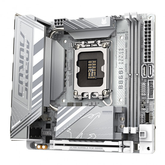 GIGABYTE B860I AORUS PRO ICE Motherboard - Intel Core Ultra Series CPUs, 8+1+2+1 Phases VRM, up to 9200MHz DDR5, 1xPCIe 5.0 + 1xPCIe 4.0 M.2, 2.5GbE LAN, WIFI 7, Thunderbolt 4