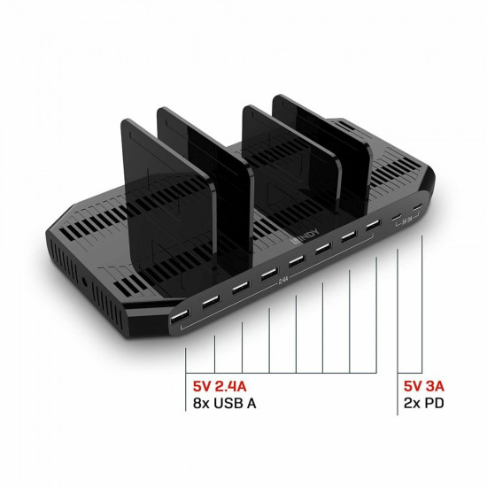 Lindy 120W 10 Port USB Charging Station