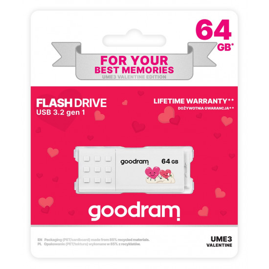 Goodram UME3 Valentine USB flash drive 64 GB USB Type-A 3.2 Gen 1 (UME3-0640W0R11-V) White