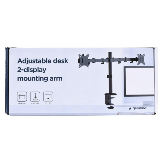 Gembird MA-D2-01 monitor mount / stand 81.3 cm (32) Black Desk