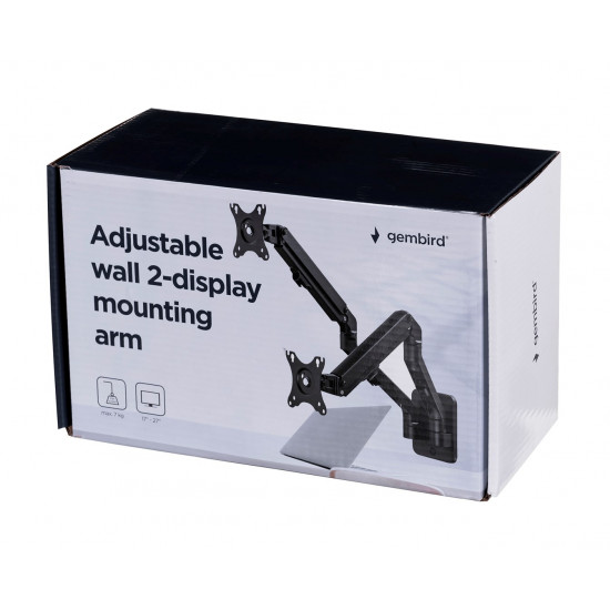 Gembird MA-WA2-01 monitor mount / stand 68.6 cm (27) Black Wall