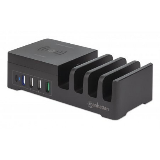 Manhattan 102230 Power station 1x USB-C PD, 1x USB-A, Black