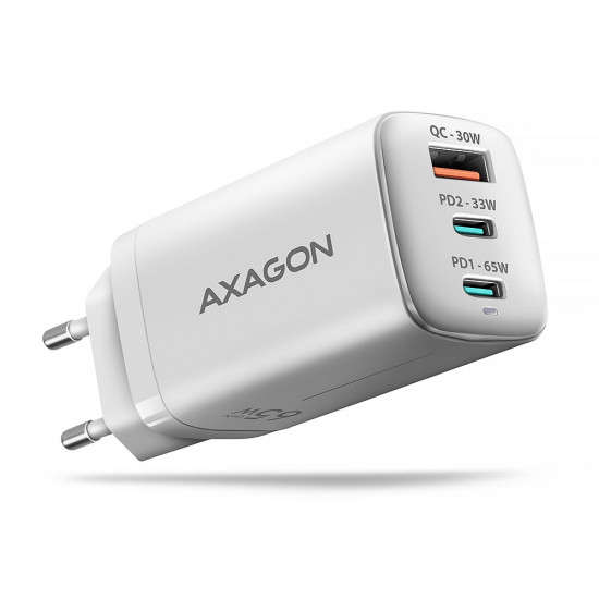 Axagon ACU-DPQ65W mobile device charger Mobile phone, Netbook, Laptop, Smartphone, Smartwatch, Tablet, Universal White AC Fast charging Indoor