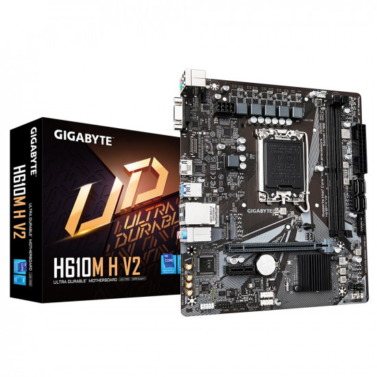 GIGABYTE H610M H V2 Motherboard - Supports Intel Core 14th CPUs, 4+1+1 Hybrid Digital VRM, up to 5600MHz DDR5, 1xPCIe 3.0 M.2, GbE LAN, USB 3.2 Gen 1