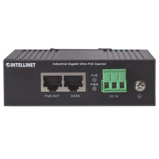 Intellinet Industrial Gigabit Ultra PoE Injector, 1 x 60 W Port, IEEE 802.3bt/at/af Power over Ethernet (Ultra POE/PoE+/PoE), Metal Housing