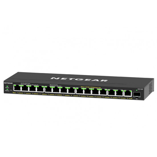 NETGEAR GS316EP-100PES network switch Managed Gigabit Ethernet (10/100/1000) Power over Ethernet (PoE) Black