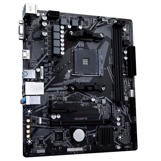 GIGABYTE A520M K V2 Motherboard - Supports AMD Ryzen 5000 Series AM4 CPUs, up to 5100MHz DDR4 (OC), PCIe Gen3 x4 M.2, GbE LAN, USB 3.2 Gen 1