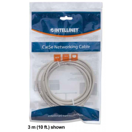 Intellinet Network Patch Cable, Cat6, 0.5m, Grey, CCA, U/UTP, PVC, RJ45, Gold Plated Contacts, Snagless, Booted, Lifetime Warranty, Polybag