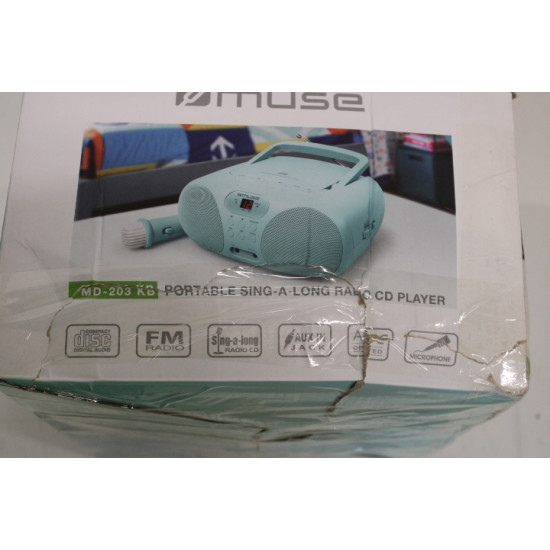 SALE OUT. Muse MD-203 KB Portable Sing-A-Long Radio CD Player, Blue | Muse Portable Sing-A-Long Radio CD Player | MD-203 KB | DAMAGED PACKAGING | AUX in | CD player | FM radio | Muse | Portable Sing-A-Long Radio CD Player | MD-203 KB | DAMAGED PACKAGING | AUX in | CD player | FM radio