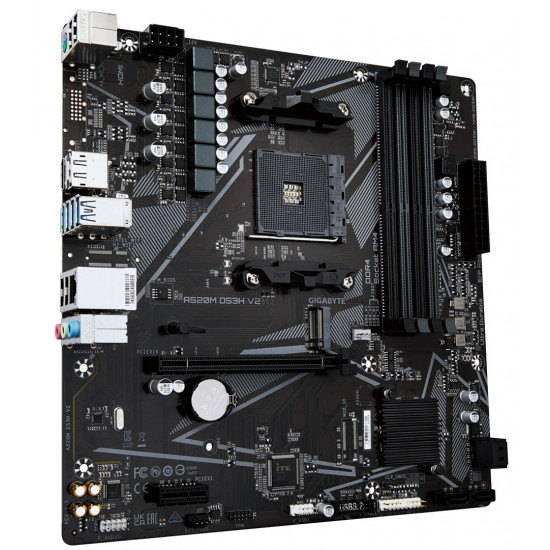 GIGABYTE A520M DS3H V2 Motherboard - Supports AMD Ryzen 5000 Series AM4 CPUs, up to 4733MHz DDR4 (OC), PCIe 3.0 x16, GbE LAN, USB 3.2 Gen 1