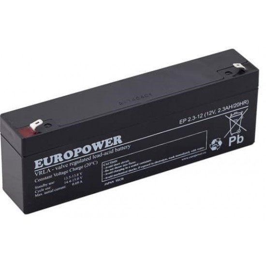 EUROPOWER EP Series AGM Battery 12V 2.3Ah (Service Life 6-9 Years)