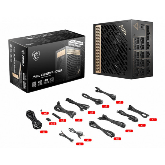 MSI MEG AI1300P PCIE5 power supply unit 1300 W 24-pin ATX ATX Black