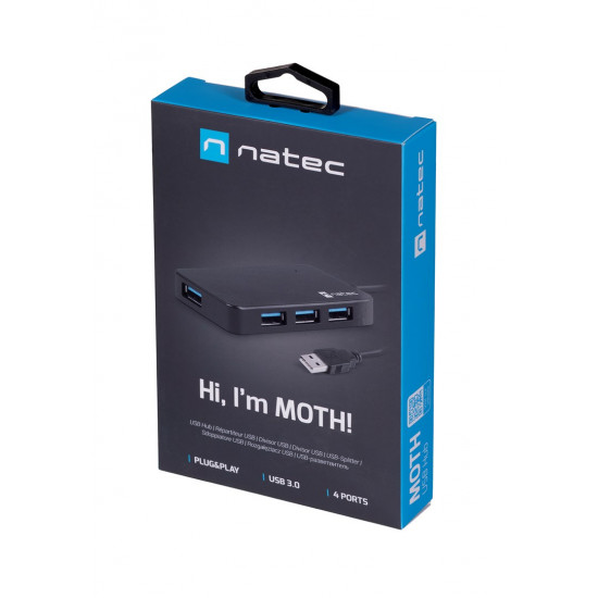 NATEC Hub USB 3.0 Moth (4 ports, black)