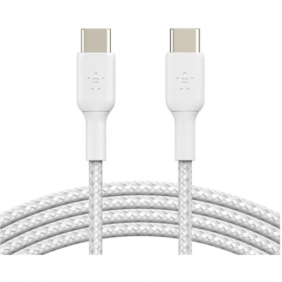 Belkin USB-C/USB-C Kabel ummantelt, 1m, weiß