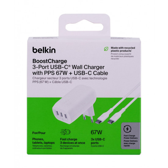 Belkin BoostCharge Laptop, Smartphone, Universal White AC Fast charging Indoor