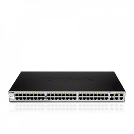 D-LINK DGS-1210-52, Gigabit Smart Switch with 48 10/100/1000Base-T ports and 4 Gigabit MiniGBIC (SFP) ports, 802.3x Flow Control, 802.3ad Link Aggregation, 802.1Q VLAN, 802.1p Priority Queues, Port mirroring, Jumbo Frame support, 802.1D STP, ACL, LLDP, Ca