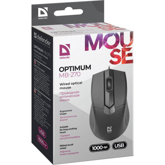 Defender Optimum MB-270 mouse Office Right-hand USB Type-A Optical 1000 DPI