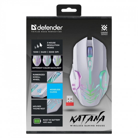 MOUSE DEFENDER GM-511 KATANA RF 3200dpi 7P WHITE