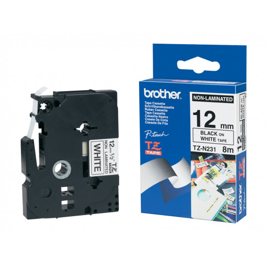 BROTHER TZEN231 labelcassette 12mm 8m white black for P-touch 200 300 500 1200series