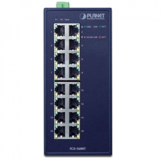 PLANET IGS-1600T network switch Unmanaged L2 Gigabit Ethernet (10/100/1000) Blue