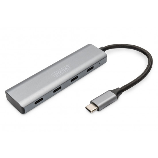 DIGITUS USB-C 4 Port HUB dunkelgrau 4x