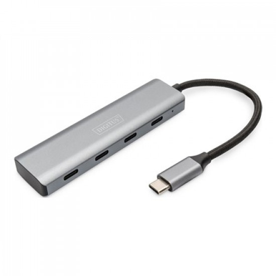 DIGITUS USB-C 4 Port HUB dunkelgrau 4x