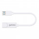 Manhattan USB-A Gigabit Network Adapter, White, 10/100/1000 Mbps Network, USB 3.0, Equivalent to USB31000SW, Ethernet, RJ45, Three Year Warranty, Blister