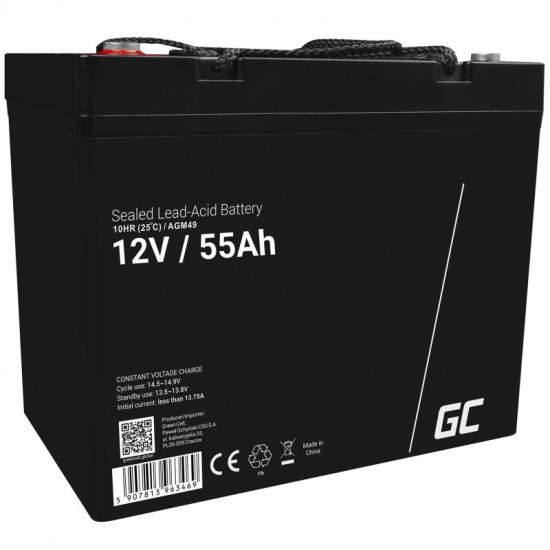 Green Cell AGM49 vehicle battery AGM (Absorbed Glass Mat) 55 Ah 12 V Marine / Leisure