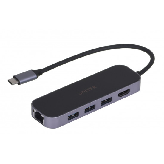 UNITEK uHUB H6 Wired USB 3.2 Gen 1 (3.1 Gen 1) Type-C Black, Grey