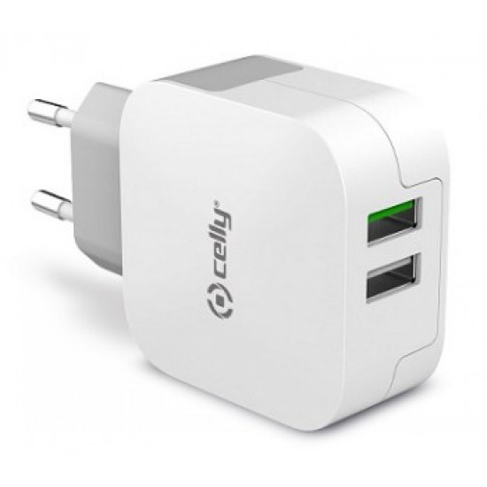 CELLY TRAVEL CHARGER TURBO 2USB 3.4A