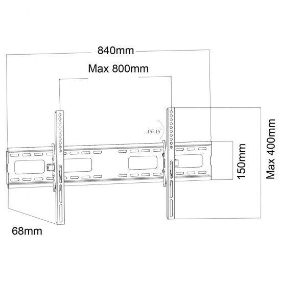 Maclean MC-422 TV Wall Mount Heavy Duty 43-100 max VESA 800x400 120kg Tilting +/-15° Bracket Holder Hanger with Spirit Level Accessories